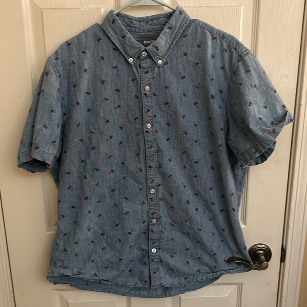 Bonobos Blue Button Up Pineapple Shirt